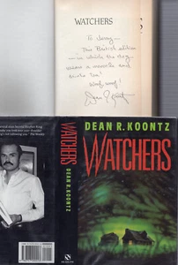 SIGNED DEAN KOONTZ - WATCHERS - UK HEADLINE 1ST 1987 w/DJ VERY RARE - Picture 1 of 4