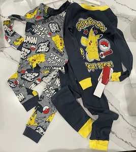 NEW Pokémon PIKACHU 2pc Long Sleeve Top and Pants Pajama Set Size 6- 2 Pairs - Picture 1 of 5