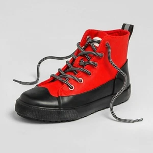 New Hunter for Target Kids Striped Dipped Canvas High Top Sneakers Red Size 4 M - Picture 1 of 5