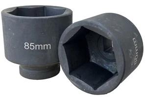 2pc 1" Dr. Jumbo Shallow Impact Sockets Set 80mm 85mm Cr-MO 6 Point Metric - Picture 1 of 5