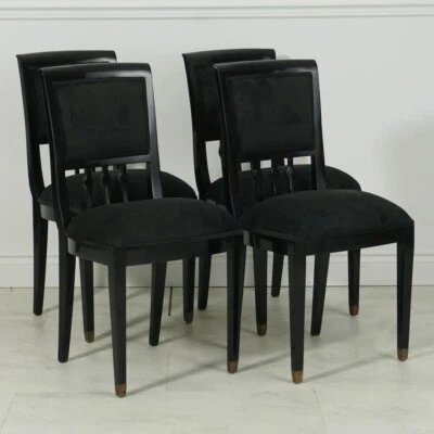 Set of 4 mahogany Biedermeyer Dining chairs Traditional Piano black - Image 1 of 4