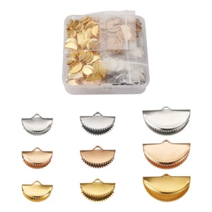 180pc Iron Ribbon Crimp Ends Folding Crimp Ends Leather End Suede End 8.5~15mm - Picture 1 of 8