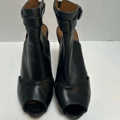 Kenneth Cole Cafe Black Leather Heels Peep Toe Booties size 8 - Image 1 of 4