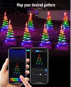8Pack Outdoor Christmas Pathway Lights, Smart Multicolor Spiral Xmas Trees Light - Picture 1 of 7