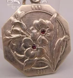 Anhänger Charm Silber 800 Jugendstil Art Nouveau Rarität Blumen mit Granat - Bild 1 von 3