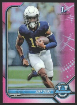 2021 Bowman University Chrome Pink Jeff Sims #44 JJ1 - Image 1 of 2