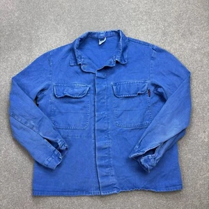 VINTAGE French Jacket Womens Small Blue Sanfor Chore Work Wear Utility Ladies - Picture 1 of 10