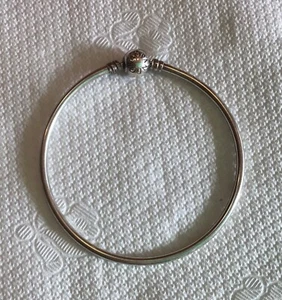 Authentic PANDORA MOMENTS Bangle Bracelet, Sterling Silver, Preowned - Picture 1 of 9