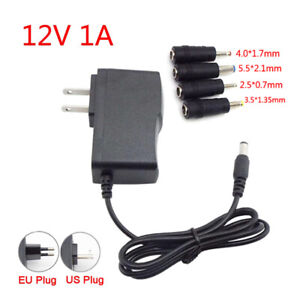 DC 12V 1A Power Supply Charger US EU Plug Adapter 5.5*2.5mm 4.0*1.7mm 3.5*1.35mm
