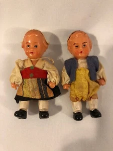 Muñeca de celuloide miniatura niño y niña Alemania Austriaco 3" - Imagen 1 de 10