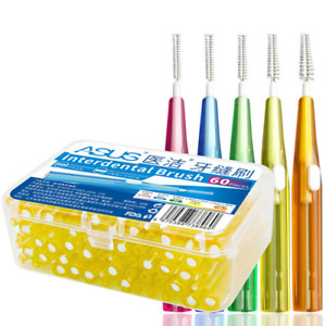 60 Pcs/Pack Push-Pull Interdental Brush Gum Interdental Toothbrushes Orthodontic