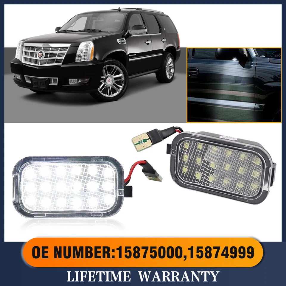 Conjunto de 2 luces LED de charco de espejo lateral aptas para Cadillac Escalade 07-2014 EE. UU. Foto 1 de 4