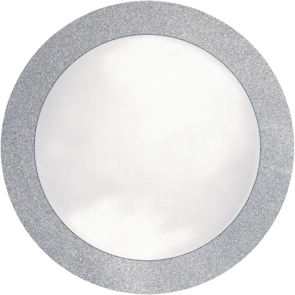16PC Set Glitter Placement Plate Mat Decorative Silver 14" Inch Round 2 Packs - Image 1 of 2
