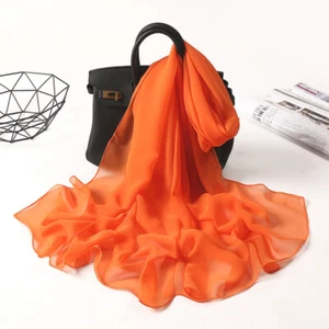 Women Long Soft Chiffon Scarf Plain Sheer Wrap Shawl Large Stole Neck Scarves  - Picture 1 of 45