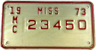Mississippi 1973 Motorcycle License Plate Vintage Man Cave Wall Decor Collector