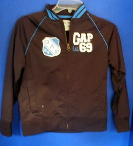 GAP ATHLETIC~Dark Brown with Blue~TRACK ATHLETIC JACKET~Youth Medium (8) - Picture 1 of 2