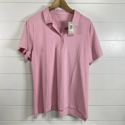 Peter Millar Polo Shirt Womens 2XL Pink Palm LE0EK10S UPF 50 Golf Performance - Image 1 of 4