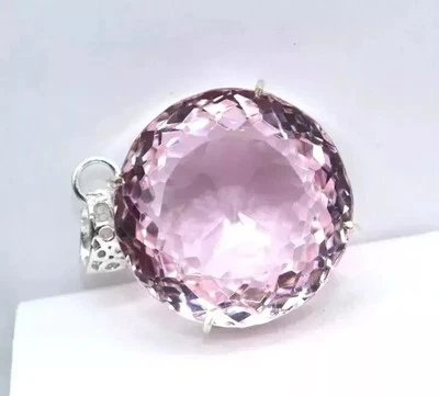 70+ Ct Quarzo Rosa Taglio Rotondo Argento Tedesco Solitario Pietra Preziosa... - Immagine 1 di 4