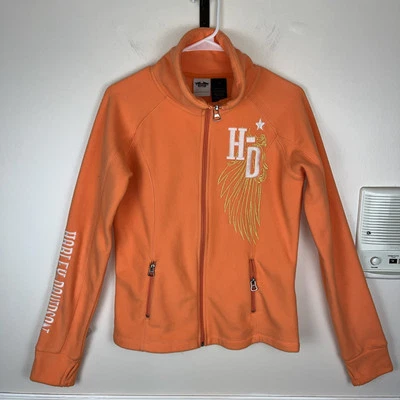 Chaqueta polar Harley Davidson naranja para mujer, talla mediana elástica motociclista montar Foto 1 de 4