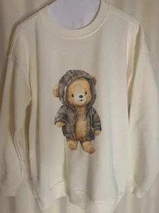 No Comment Teddy-Bear Sweatshirt Adult Small Pullover - Picture 1 of 6