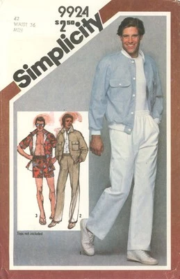 Simplicity 9924 Jacket w Rib Knit Collar & Snaps, Pants & Shorts Sz 42/36 UNCUT - Image 1 of 4