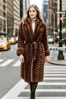 Abrigo Reversible Largo Completo Visón Real Cuero y Piel Diseñadores Vintage S/M Foto 1 de 4