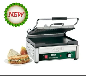 Waring WDG250 Grooved Top & Smooth Bottom Panini Sandwich Grill -120V  - Picture 1 of 4