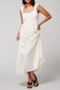 NWT Soma Weekend Ivory Jacquard Wide Strap with Bow Build-in Bra Maxi Dress XXL - Picture 1 of 22