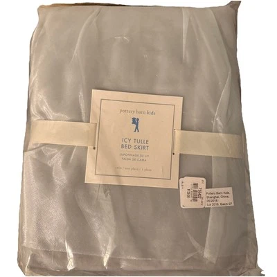 Pottery Barn Kids Icy Tulle Bed Skirt Organza Sophisticated Neutral Fairy - Image 1 of 4