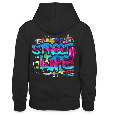 SPREADSHIRT Street Life Graffiti Kunst Kinder Kontrast-Hoodie