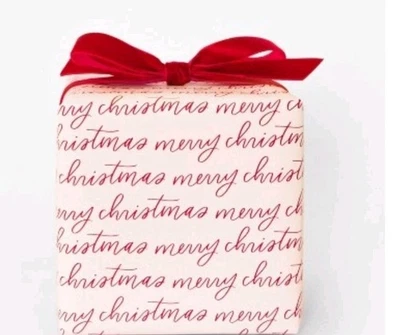 2 张糖纸 30 平方英尺圣诞快乐礼物包装粉色/红色  — 第 1/4 张图片