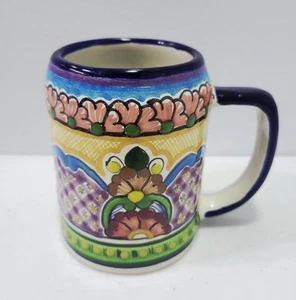 Mexikanische Talavera Keramik Kaffeebecher Mehrfarbig Handbemalt 4,5" Höhe X 3" Tiefe - Bild 1 von 6