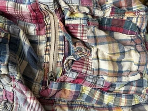 VTG Polo Ralph Lauren Cargo Shorts Mens 33 Madras Patchwork Fatigue 38 RARE Nice - Picture 1 of 12