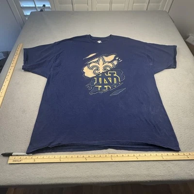 Notre Dame Fighting Irish Shirt Mens 4XL Navy NCAA Football Fleur De Lis - Image 1 of 4