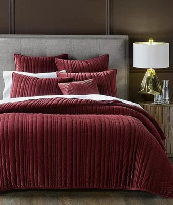 Hotel Collection "Channeled Velvet" 5 Pc QUEEN Coverlet Set, W/ Euro Shams, NWT - Image 1 of 4