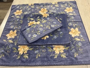 Laura Ashley Bath Towel Set Blue Floral 3pc Bath, Hand & Face Towel~RARE~NEW - Picture 1 of 24