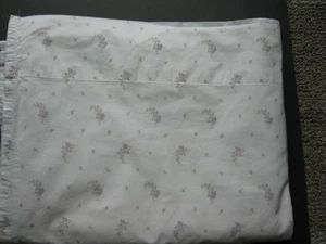 VINTAGE Simply Shabby Chic ~Twin Flat Sheet Purple Roses Cottage 100% Cotton - Picture 1 of 4