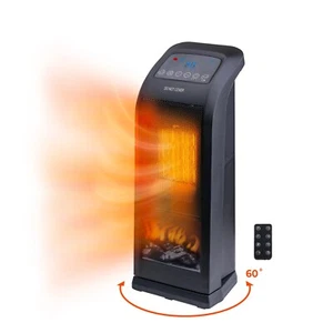 Comfort Zone Oscillating 18" Tower Space Heater with 3D Flame and Remote Control - Picture 1 of 9
