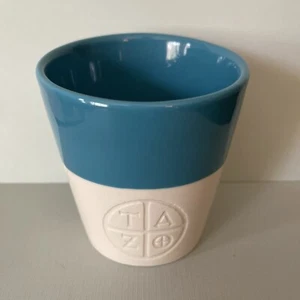 Starbucks TAZO azul verdoso inclinado superior sin mango taza de té taza de café asimétrica 2012 - Imagen 1 de 6