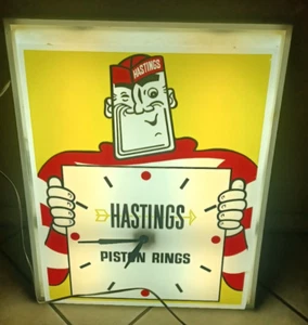 Vintage 1960-1970s Hastings Pistons Rings Large Wall Clock 25x15x5 MANCAVE - Picture 1 of 10