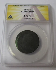 1800 Draped Bust Large Cent 1c ANACS AG 3 Details About Good 3 Details Corroded - Picture 1 of 6