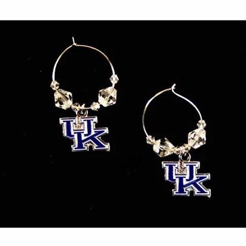 NCAA Licensed Clear Bead Hoop Dangle Earrings (Kentucky Wildcats) Cover