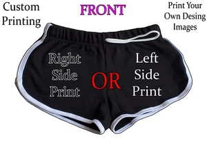 Women's White Stripes SHORTS Custom Printing Names Images All Sizes Available - Picture 1 of 2
