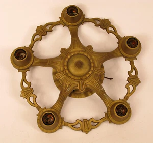 FABULOUS ANTIQUE VICTORIAN ART DECO PERIOD CEILING FIXTURE ELECTRIC LIGHT RARE ! - Picture 1 of 2