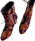 Fire! Steve Madden Women's Black/Bright Floral Boots Chunky Heel 7.5M Stand Out!