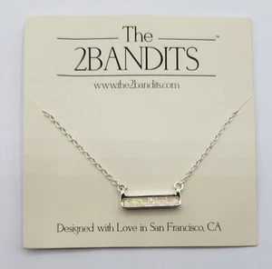 New 2Bandits Silver Plated Athens Iridescent Bar Pendant Necklace - Picture 1 of 4