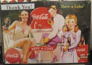 Coca Cola - Letrero de metal - ¡Gracias! Have A Coke - 3 collage de mujer de colección 11,5"x16,5" - Imagen 1 de 4