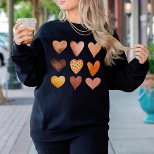 Heart Doodle Sweatshirt Valentines Day Gift Crewneck Pullover Gift for Women - Picture 1 of 7