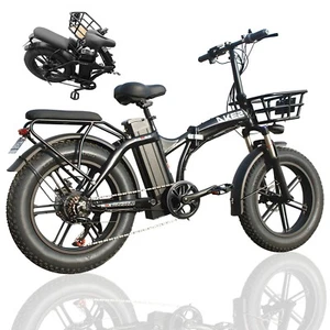 AKEZ 750W 48V 16Ah Black E-Folding Bike  20" Fat Tire Electric Bicycles - Picture 1 of 10