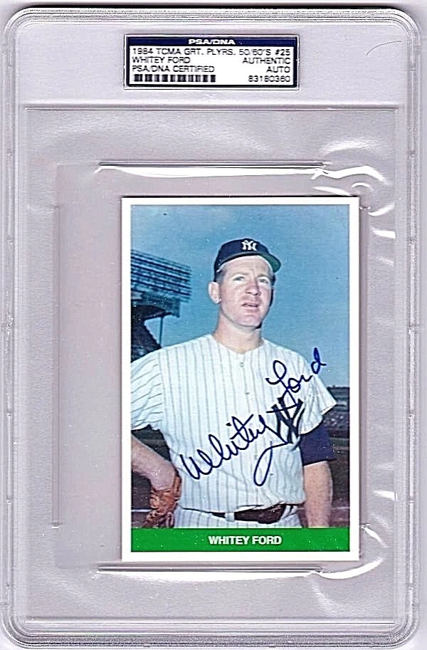 1984 TCMA Greatest Players 50/60's #25 Whitey Ford Signed Slabbed PSA/DNA - Image 1 of 1